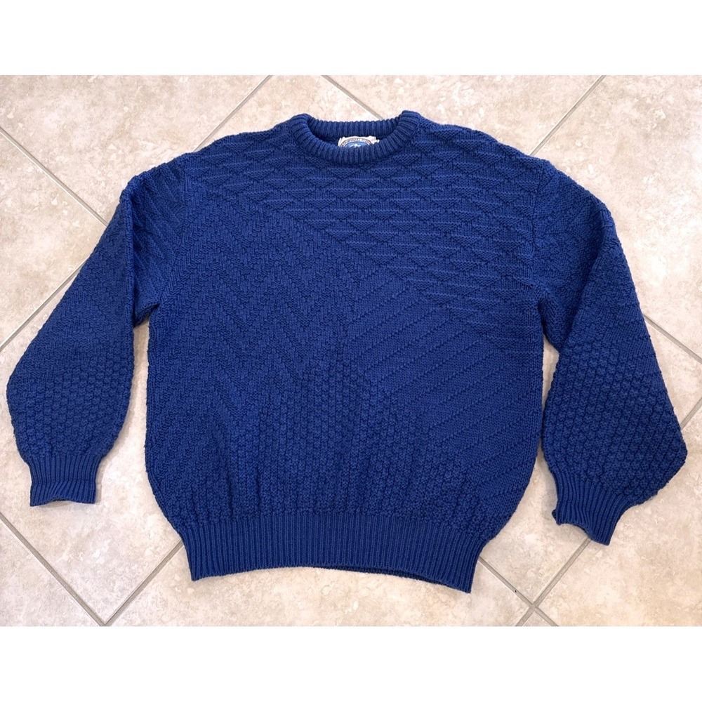 Vintage Environmental Clothing Co Blue Textured Knit Sweater Made in USA XL